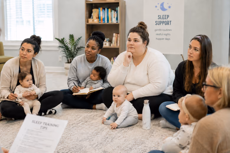 Barbara leading a sleep training workshop